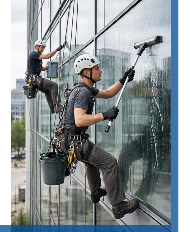 Мойка витражей альпинистами в Урае от 729 р. под ключ|ВЫСОТНИК-Урй