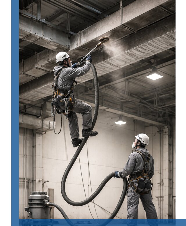 Обеспыливание потолочных конструкций в Урае промышленным альпинизмом