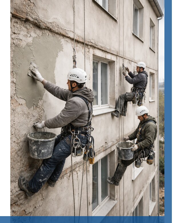 Ремонт штукатурного фасада в Урае от 782 р. под ключ | ВЫСОТНИК-Урй