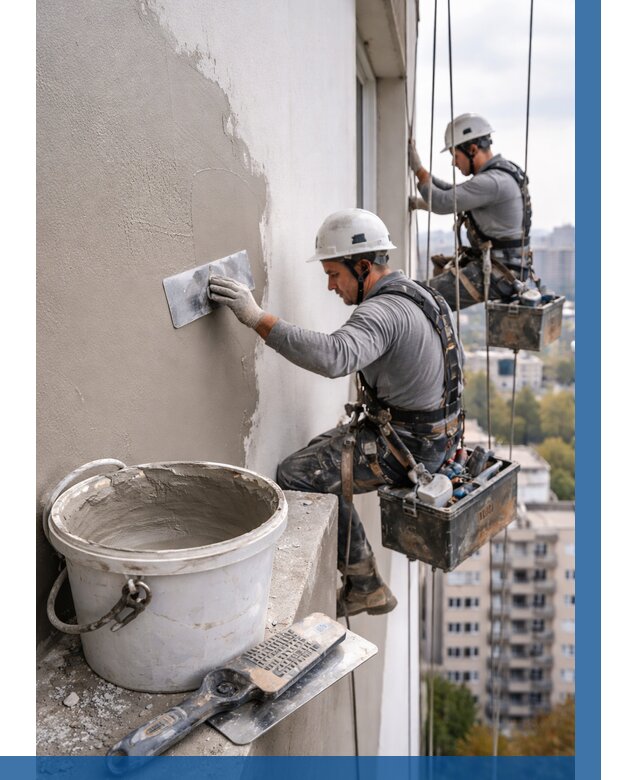 Шпаклевка фасада на высоте в Урае от 729 р. | ВЫСОТНИК-Урй