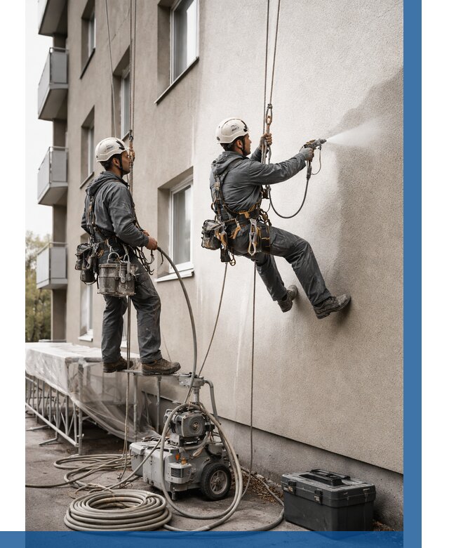 Безвоздушная покраска фасада в Урае от 229 р/м² | ВЫСОТНИК-Урй