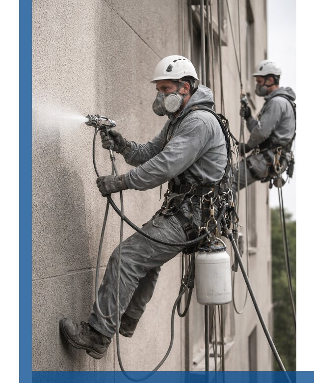 Безвоздушная покраска фасадов зданий в Урае профессионально