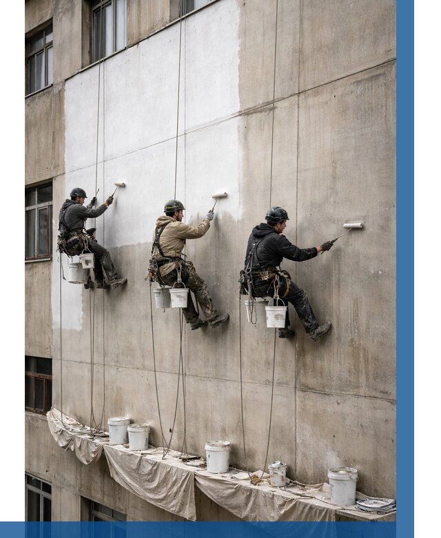 Покраска бетонного фасада в Урае от 365 р за м2 | ВЫСОТНИК-Урй