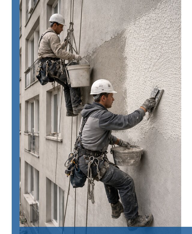 Нанесение декоративной штукатурки короед на фасад в Урае