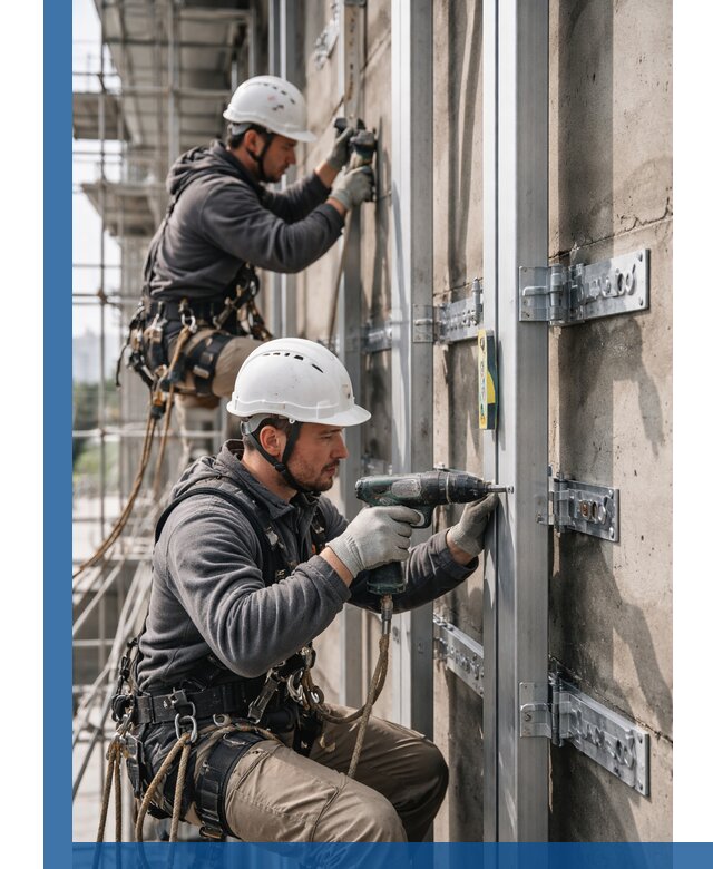 Монтаж и крепление подсистемы вентфасада в Урае