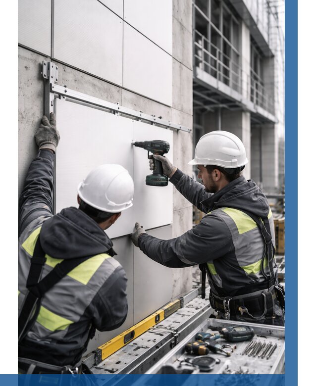 Монтаж композитных панелей фасада в Урае от 2605 р. | ВЫСОТНИК-Урй