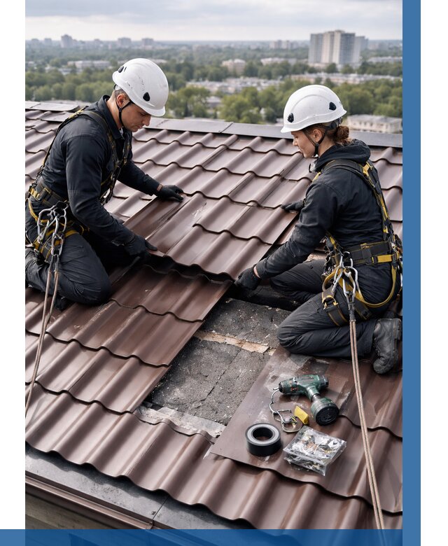 Ремонт металлочерепицы на крыше в Урае от 938 р. | ВЫСОТНИК-Урй