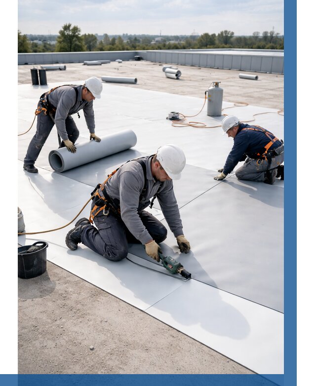 Монтаж мембранной кровли под ключ в Урае от 1251 р. | ВЫСОТНИК-Урй