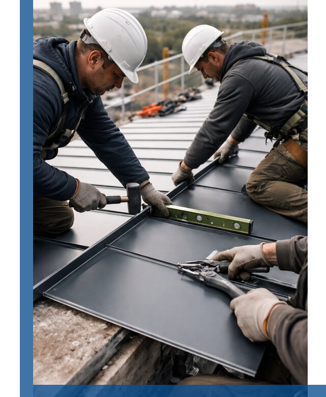 Монтаж фальцевой кровли в Урае для промышленных зданий