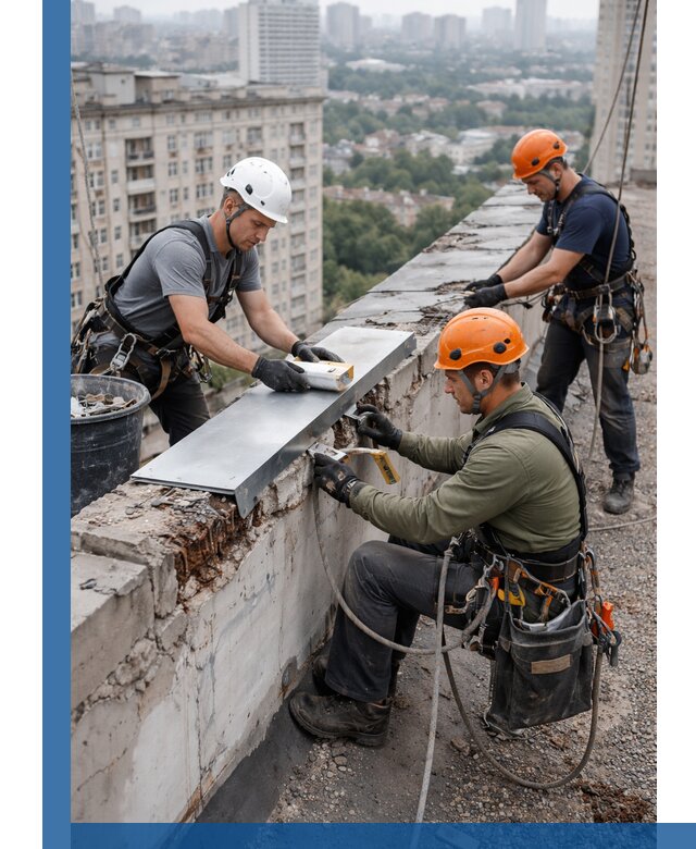 Ремонт парапета на кровле в Урае, высотные работы с гарантией