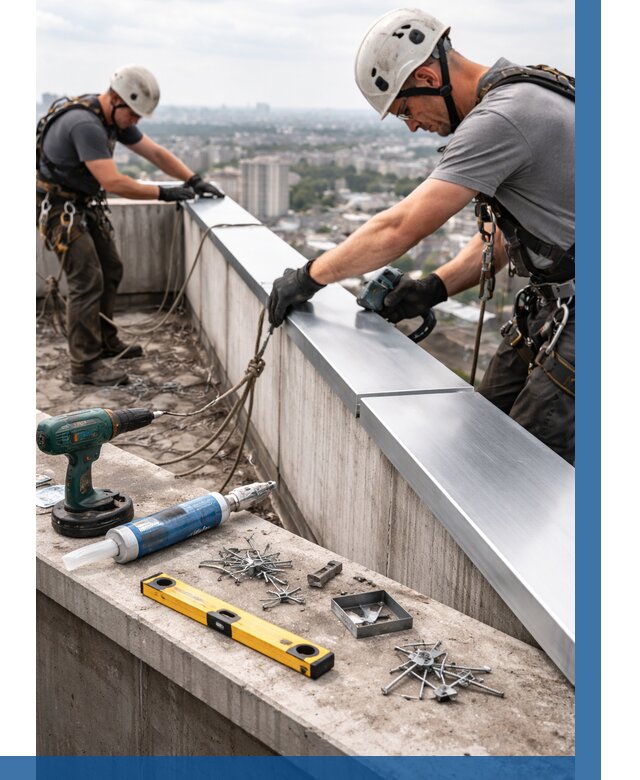 Монтаж парапетных крышек в Урае от 834 р. | ВЫСОТНИК-Урй