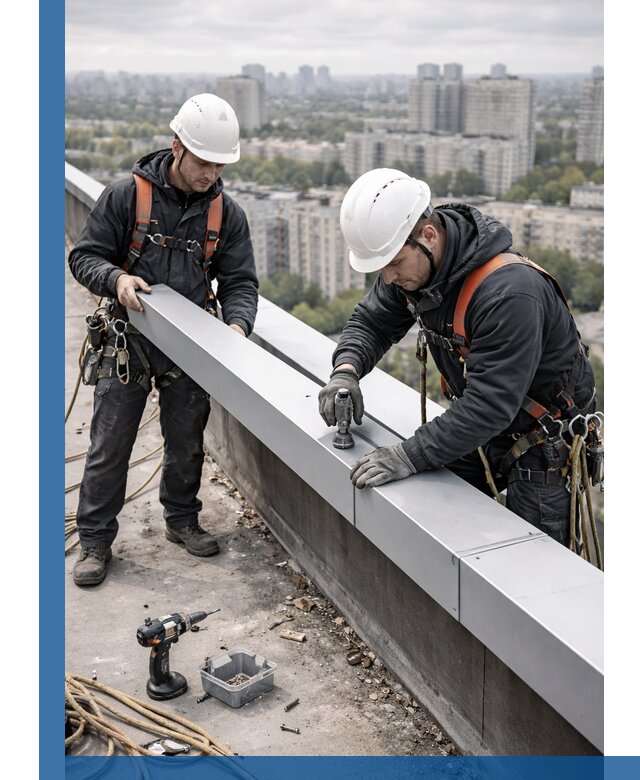 Монтаж парапетных крышек и ограждений кровли в Урае