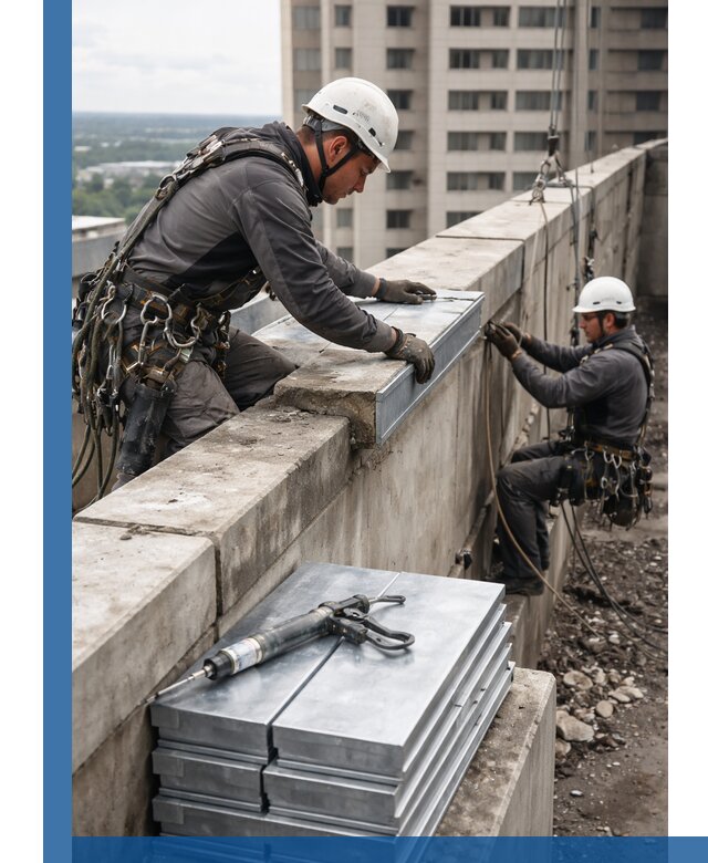 Замена парапетных крышек и установка новых в Урае