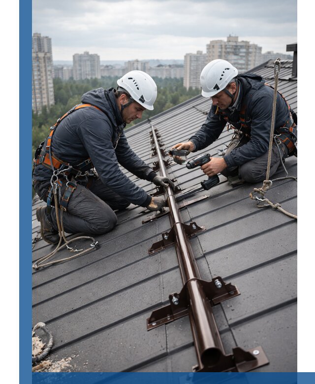 Монтаж снегозадержателей на кровле зданий в Урае под ключ