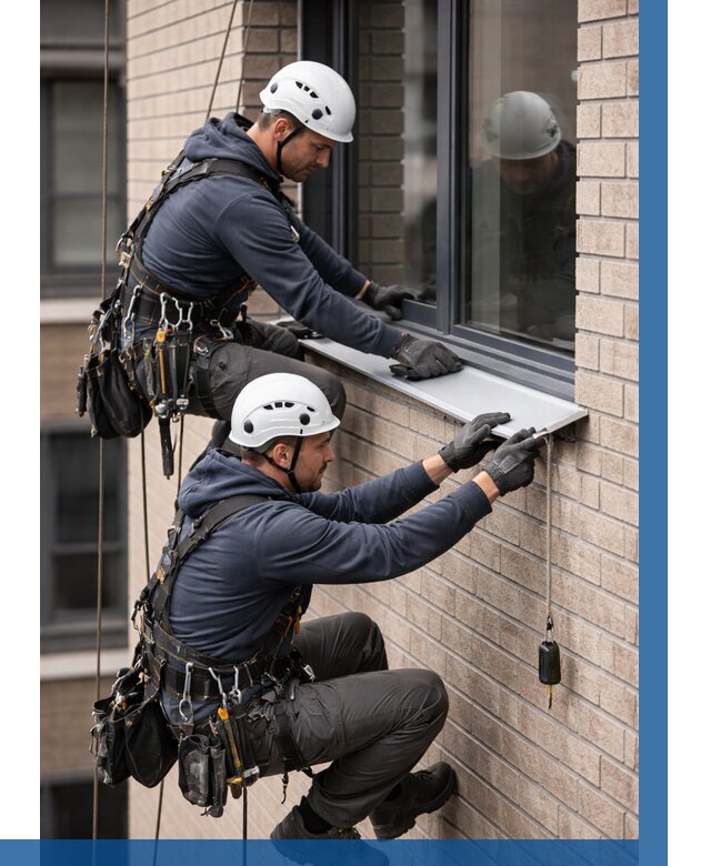 Монтаж оконных отливов под ключ в Урае от 3647 р. | ВЫСОТНИК-Урй