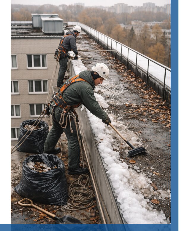 Очистка кровли по периметру в Урае от 573 р. | ВЫСОТНИК-Урй