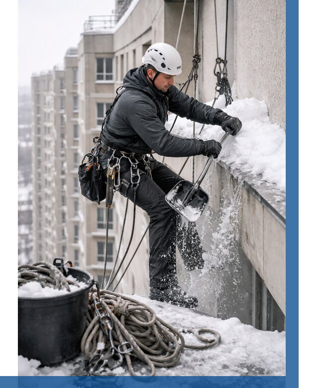 Очистка карнизов от снега в Урае от 313 р. | ВЫСОТНИК-Урй