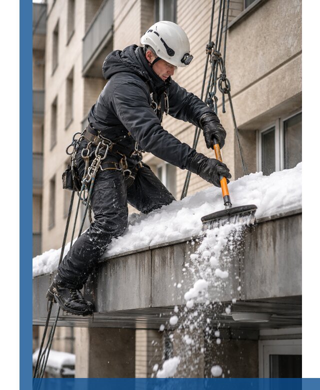 Очистка козырьков от снега в Урае круглогодично безопасно