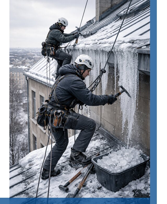 Удаление наледи с кровли в Урае от 5732 р. | ВЫСОТНИК-Урй