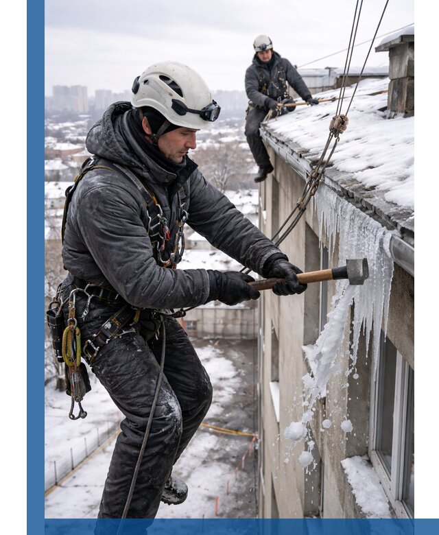 Сбивание и удаление сосулек с крыши в Урае безопасно