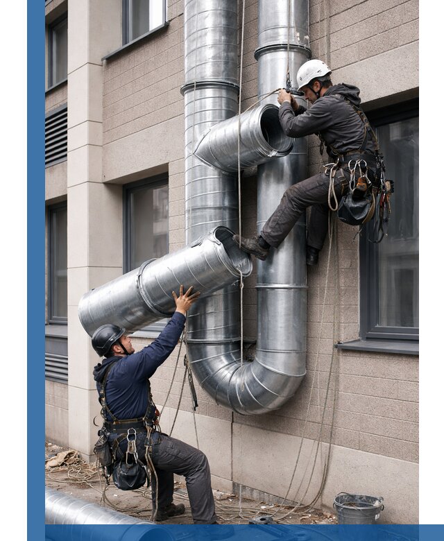 Монтаж фасадных воздуховодов в Урае с герметизацией и крепежом