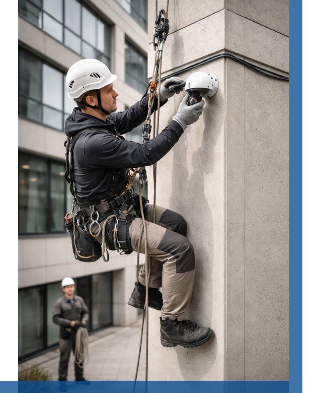 Монтаж камер видеонаблюдения на фасаде в Урае от 8858 р.-ВЫСОТНИК-Урй