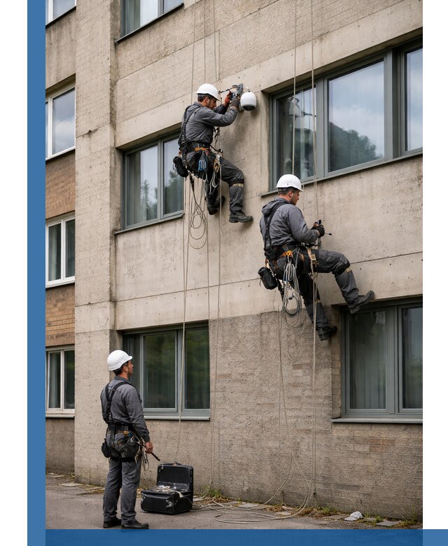Монтаж фасадных камер видеонаблюдения в Урае под ключ