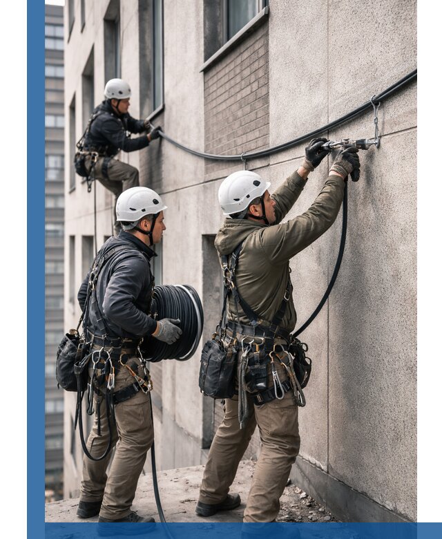 Прокладка кабеля по фасаду в Урае, профессиональный монтаж