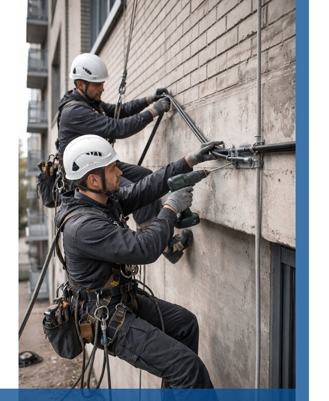 Крепление кабеля на фасаде в Урае от 365 р. | ВЫСОТНИК-Урй