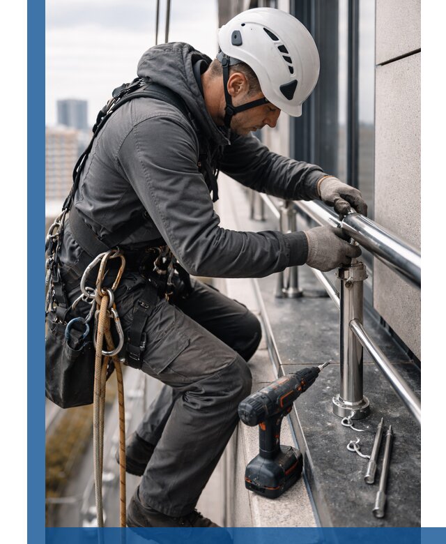 Монтаж ограждений на высоте в Урае для зданий и конструкций