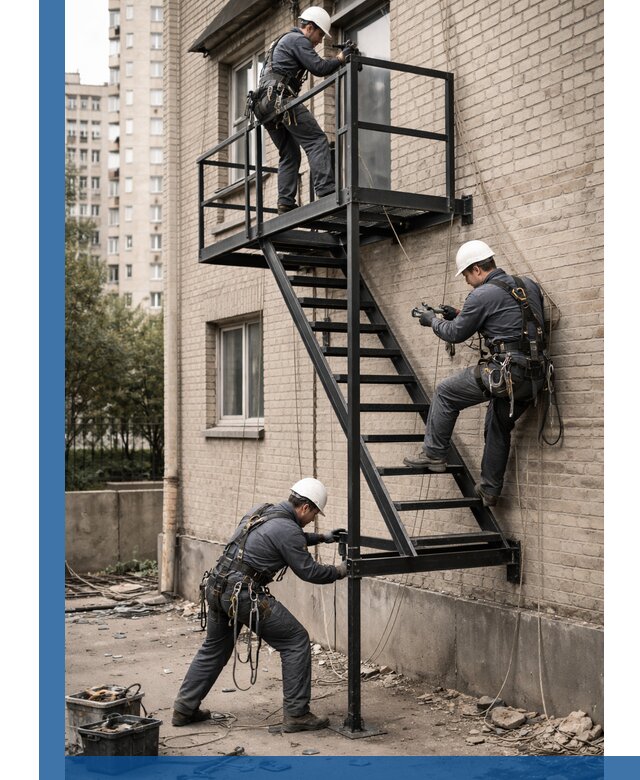 Монтаж пожарной лестницы в Урае, установка и крепление