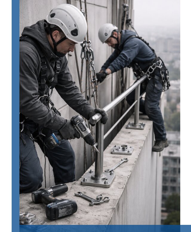 Монтаж перил на высоте в Урае для жилых и промобъектов