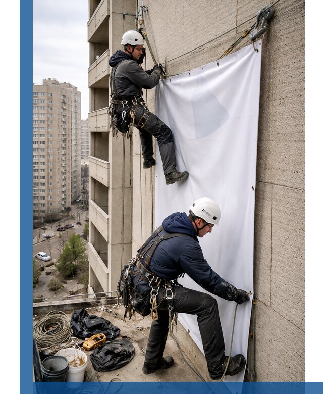 Профессиональный монтаж баннеров на фасаде в Урае