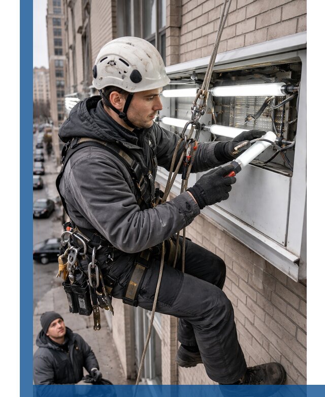 Профессиональная замена ламп в наружной вывеске в Урае