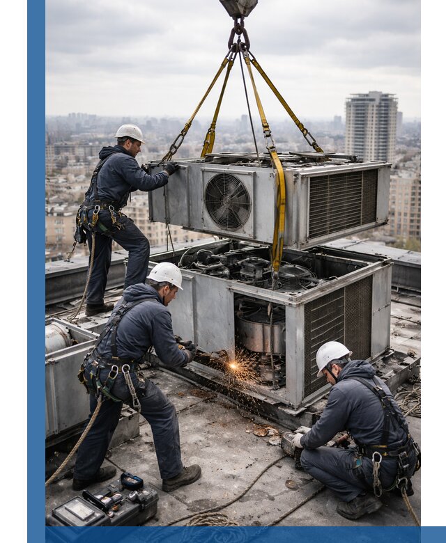 Демонтаж крышной установки в Урае любой сложности