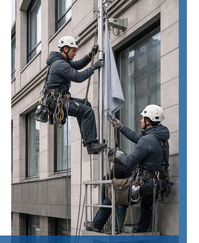 Установка флагов на фасаде в Урае от 4689 р. | ВЫСОТНИК-Урй