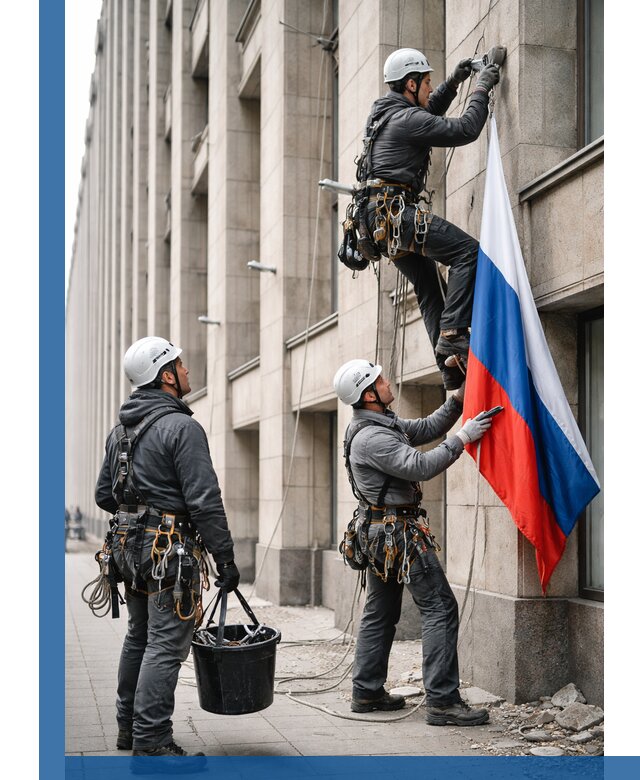 Профессиональная установка флагов на фасаде в Урае