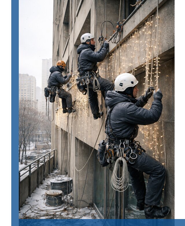 Монтаж новогодней иллюминации и украшение фасадов в Урае