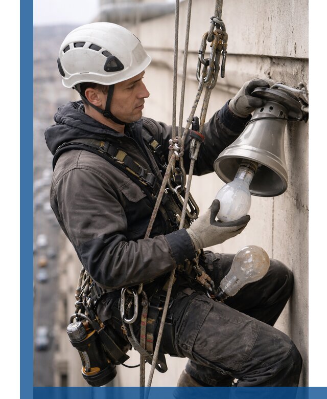 Замена ламп на высоте в Урае профессионально и быстро