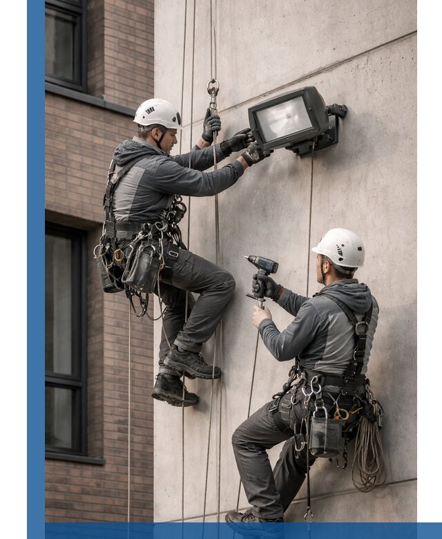 Профессиональный монтаж фасадных прожекторов в Урае под ключ