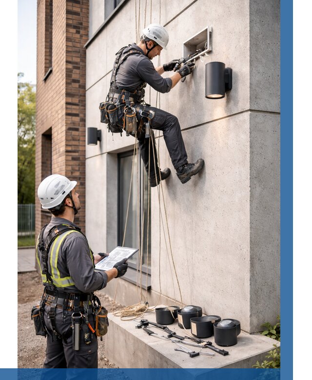 Монтаж фасадного освещения в Урае от 2605 р. | ВЫСОТНИК-Урй