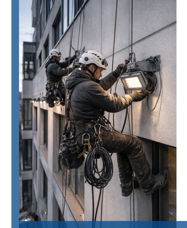 Монтаж фасадного освещения в Урае установка и подключение