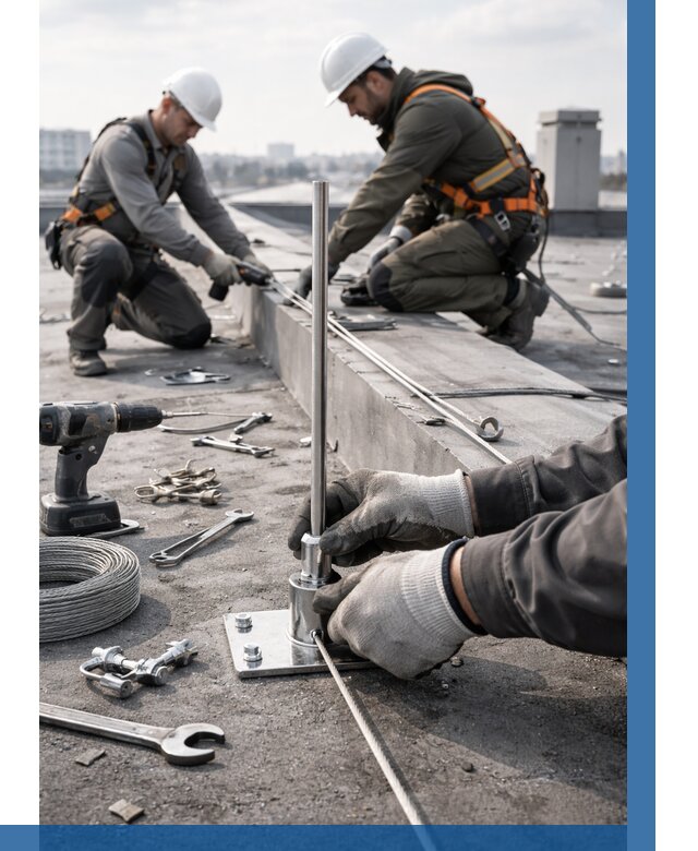 Монтаж молниезащиты на кровле в Урае цена от 26053 р. | ВЫСОТНИК-Урй