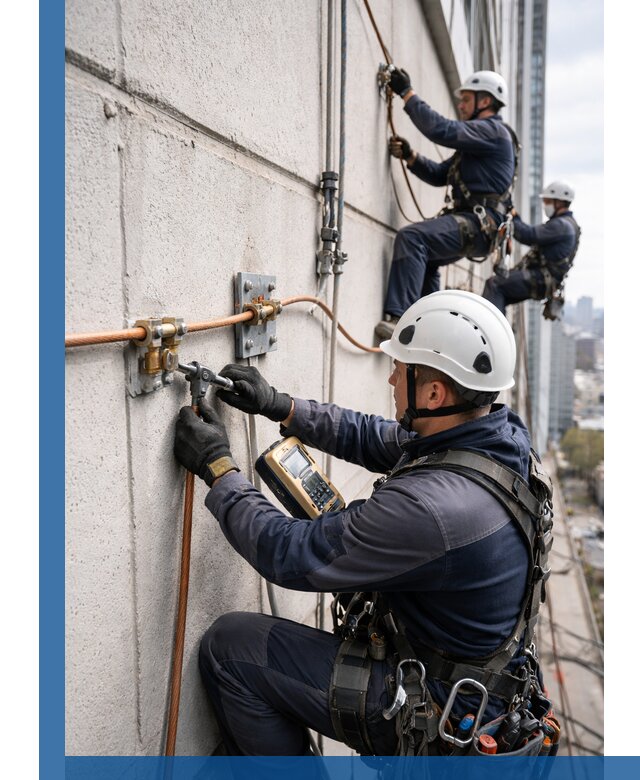 Монтаж системы заземления здания и молниезащиты в Урае