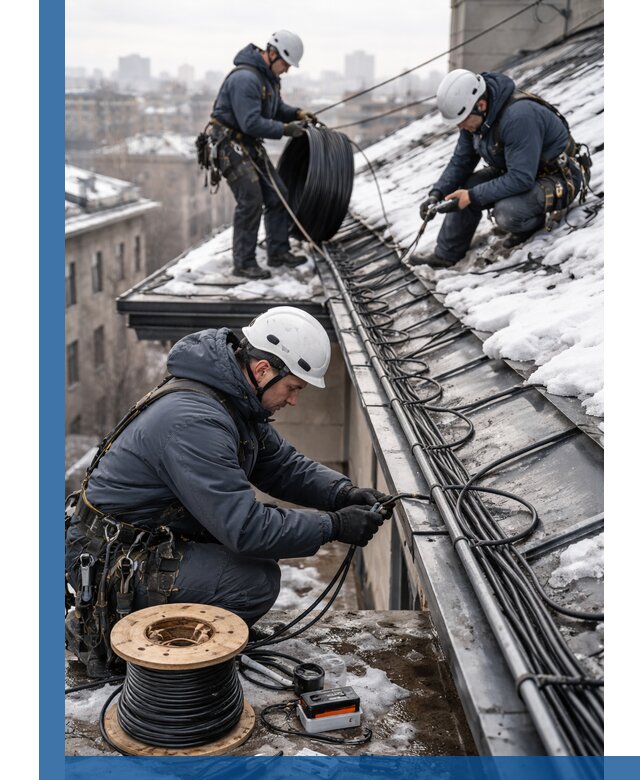Монтаж греющего кабеля на кровле в Урае под ключ