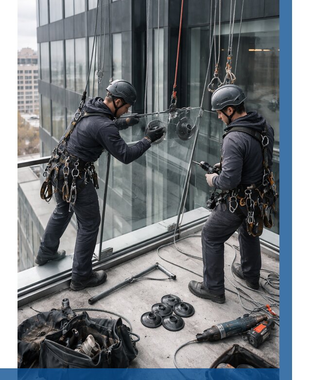 Монтаж стеклянных ограждений в Урае от 2605 р. | ВЫСОТНИК-Урй