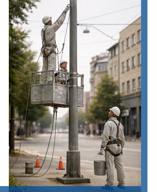 Покраска опор освещения в Урае от 5211 р. | ВЫСОТНИК-Урй