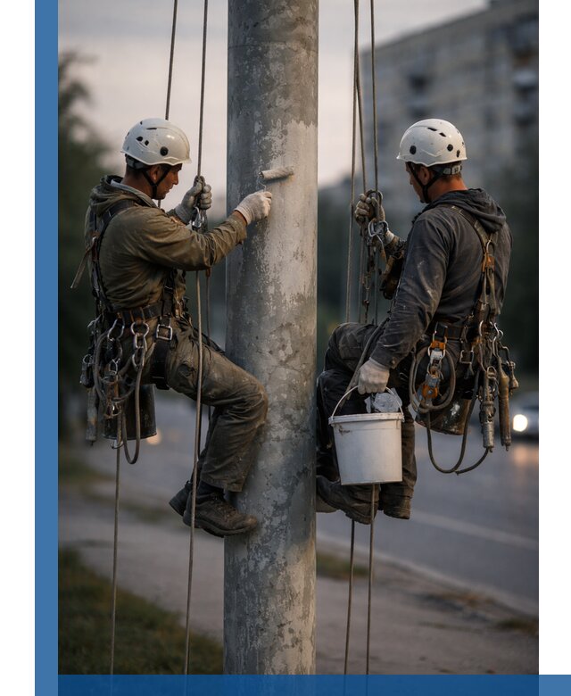 Покраска опор освещения и антикоррозийная защита в Урае