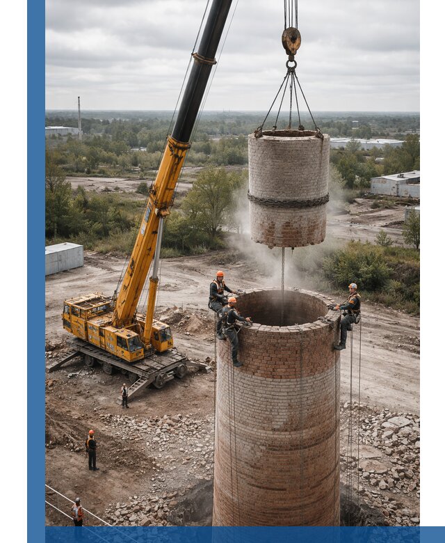 Демонтаж дымовой трубы в Урае с гарантиями безопасности