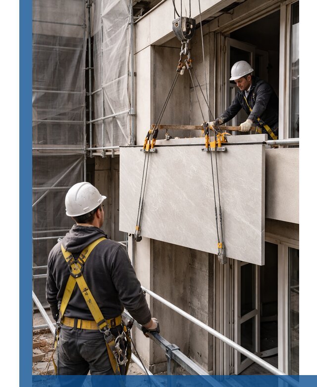 Подъем керамогранита на этаж в Урае грузчиками и техникой